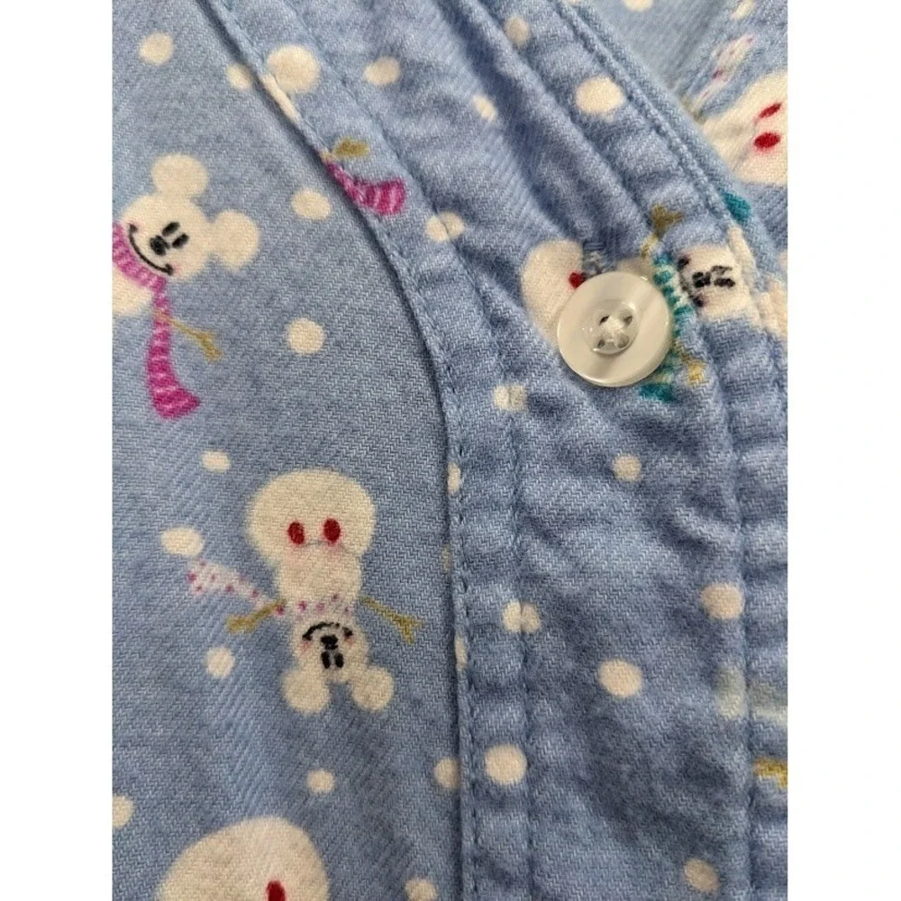 Disney Store Flannel Pajama Set Novelty Print Snowman Mickey Blue Women L/XL - Picture 5 of 16